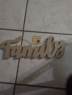 Neutral Beige "Family" Wall Sign - Home Wall Decor